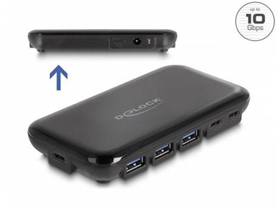 Delock 7-port USB 3.2 Gen 2 hub with 4 USB Type-A ports and 3 USB Type-C™ ports