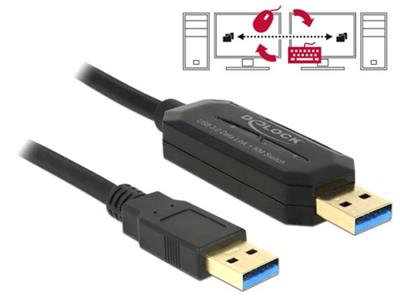 Delock kabel Data Link + KM Switch USB 3.0 Typ A samec > USB 3.0 Typ A samec 1.5 m 