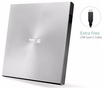 ASUS DVD ZenDrive SDRW-08U9M-U SILVER, External Slim DVD-RW, USB Type-C/Type-A, M-DISC