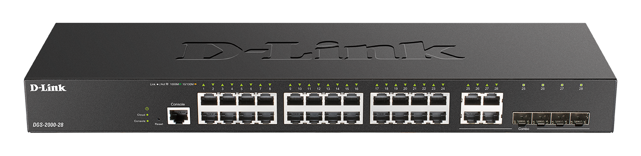 D-Link DGS-2000-28 24-port Gigabit Managed Switch plus 4 Combo 1000BaseT/SFP- 24 x 10/100/1000BASE-T