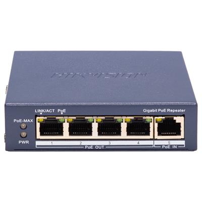 Hikvison DS-3E0505P-E/R gigabit PoE switch, 1x PoE-IN, 4x PoE-OUT