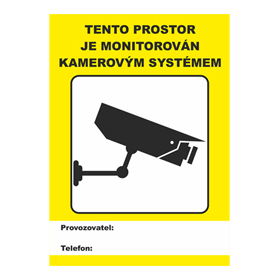 Sticker - this space is monitored by a camera system, square 14x10 cm