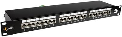 Solarix patch panel 24 x RJ45 CAT6 STP, black, 1U