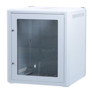 Masterlan one piece rack data cabinet 19  12U/400mm, disassembled - FLAT PACK, glass door