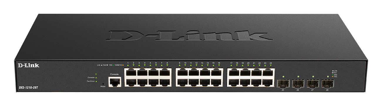 D-Link DXS-1210-28T 24 x 10G Base-T ports + 4 x 10G/25G SFP28 ports Smart Managed Switch