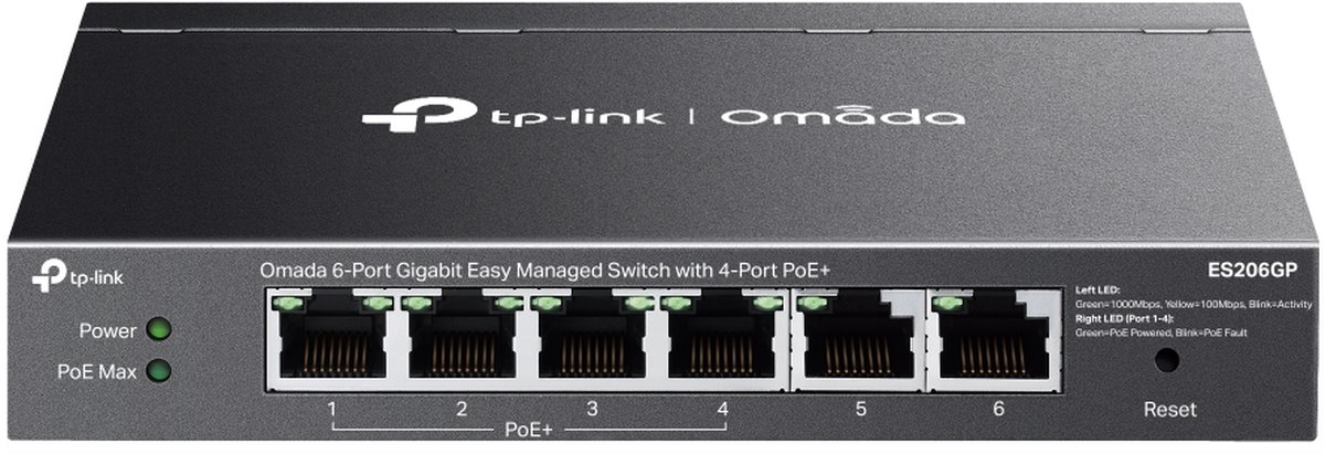 TP-Link ES206GP - Omada 6-Port Gigabit Easy Managed Switch with 4-Port PoE+