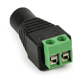 Reduction jack / terminal, FEMALE standard DC 2.1 / 5.5 power connector (for CCTV cameras)