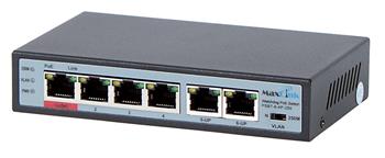 MaxLink PoE switch PSBT-6-4P-250, 6x LAN/4x PoE 250m, 802.3af/at/bt