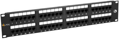 Solarix patch panel 48 x RJ45 CAT5E UTP 150 MHz, black, 2U