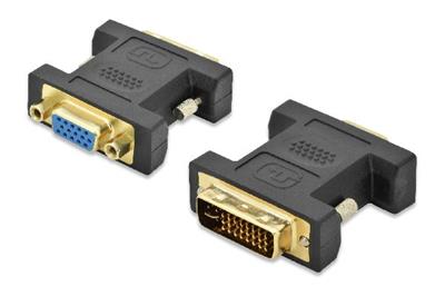 Ednet DVI adapter, DVI(24+5) - HD15 M/F, DVI-I dual link, bl, gold