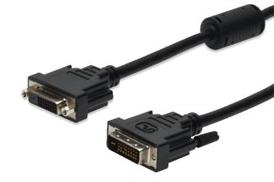 Digitus DVI extension cable, DVI(24+1), 2x ferrit M/F, 2.0m, DVI-D Dual Link, bl