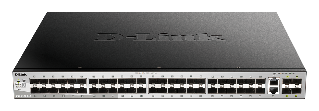 D-Link DGS-3130-54S L3 Stackable Managed switch, 48x SFP, 2x 10G RJ-45, 4x 10G SFP+