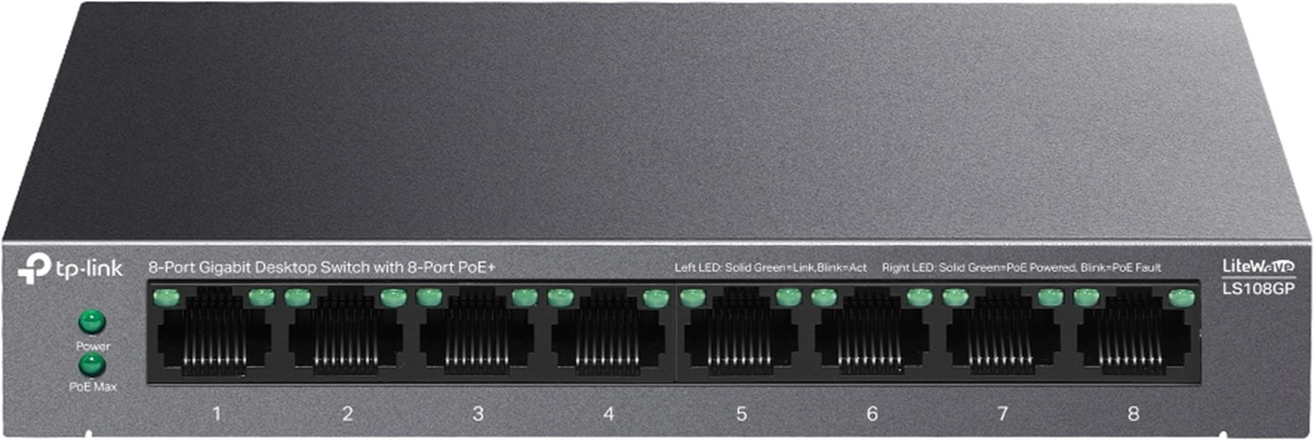 TP-Link LS108GP - 8-Port Gigabit PoE+ Switch