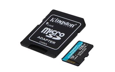 KINGSTON 128GB microSDHC Canvas Go! Plus 170R/100W U3 UHS-I V30 Card + SD Adapter