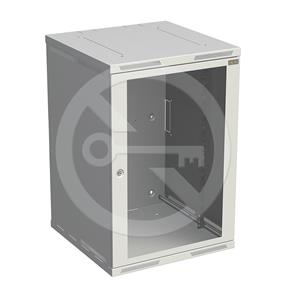 Solarix wall cabinet SENSA 18U 500mm, glass door, grey