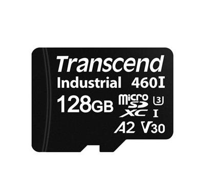 Transcend 128GB microSDXC460I UHS-I U3 V30 A2 3K P/E (3D TLC) industrial memory card, 100MB/s R,