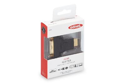 Ednet HDMI adapter, type A - DVI-I(24+5) M/F, Full HD, bl, gold