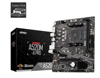 MSI MB Sc AM4 A520M-A PRO, AMD A520, VGA, 2xDDR4, m-ATX