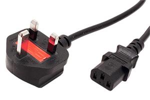 OEM Power cord, 0,5m, UK plug, black