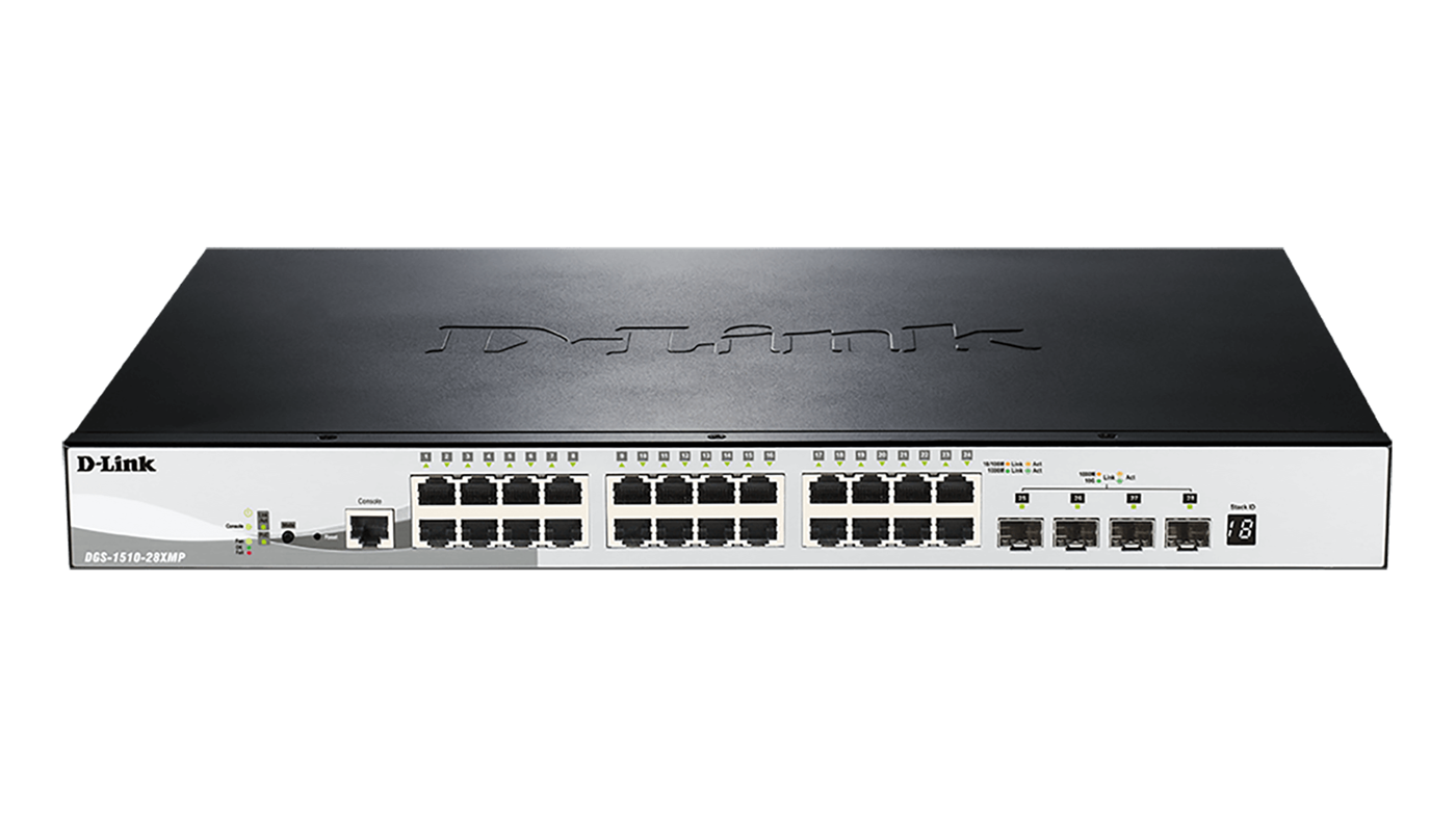 D-Link DGS-1510-28XMP 28-Port Gigabit Stackable POE Smart Managed Switch including 4 10G SFP+