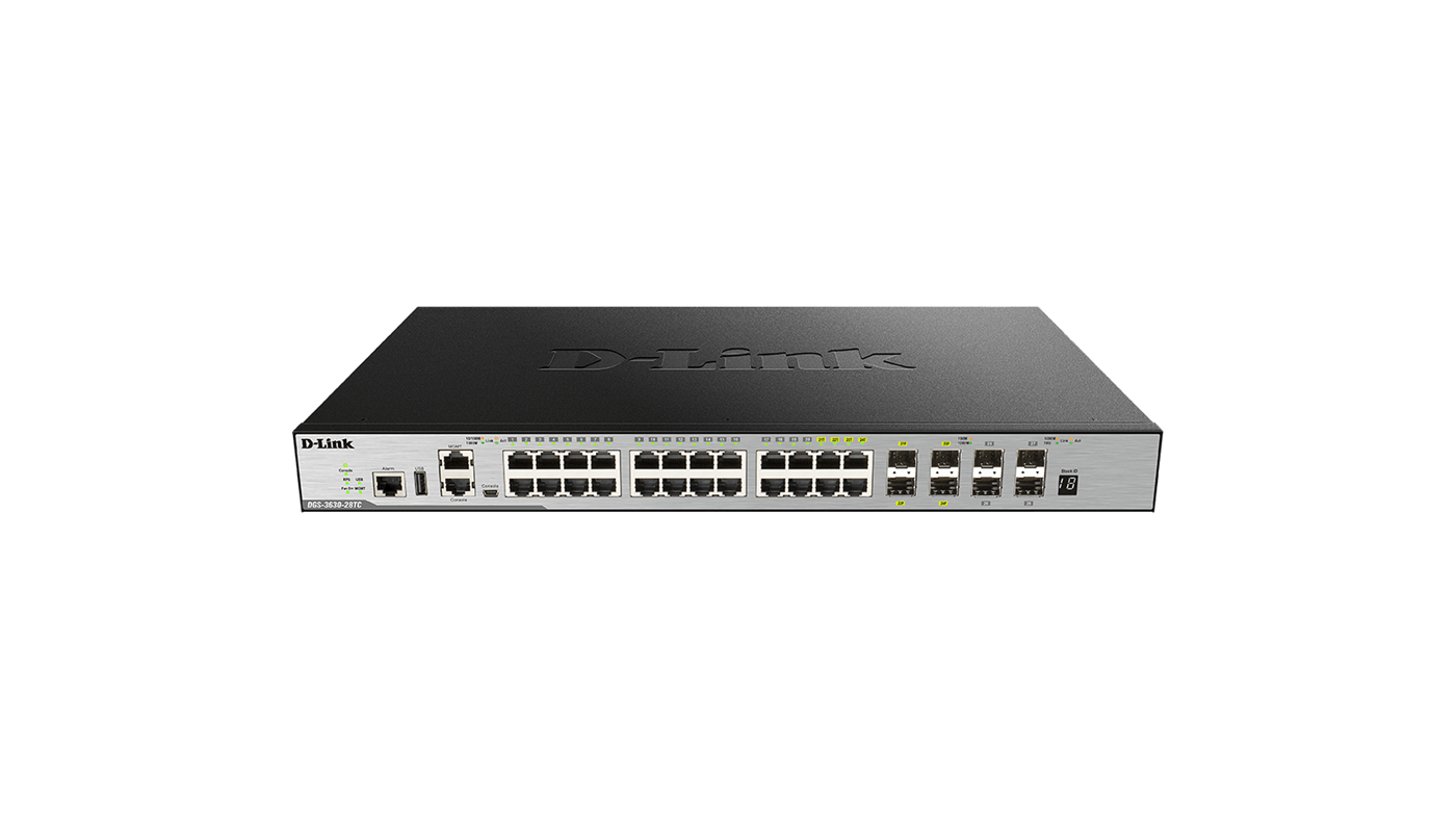 D-Link DGS-3630-28TC/SI 20-port GE and 4-port Combo 4-port Combo 1000BaseT/SFP plus 4 10GE SFP+