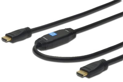 Digitus HDMI High Speed connection cable, type A, w/ amp. M/M, 20.0m, Full HD, CE, gold, bl