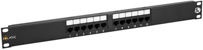 Solarix patch panel 12 x RJ45 CAT5E UTP 150 MHz, black, 1U