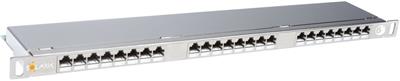 Solarix patch panel 24xRJ45 CAT6 STP with cable managment, 0,5U